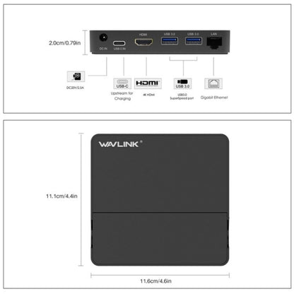 WAVLINK UHP3D01G Gigabit Ethernet USB 3.0 Multi-Function HUB 4K HD Docking Station(UK Plug) - USB 3.0 HUB by WAVLINK | Online Shopping UK | buy2fix