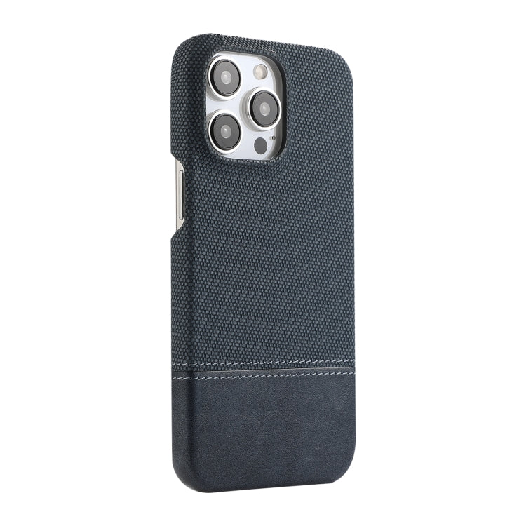 For iPhone 16 Pro Stitching Cloth PU Shockproof Phone Case(Dark Blue) - iPhone 16 Pro Cases by buy2fix | Online Shopping UK | buy2fix