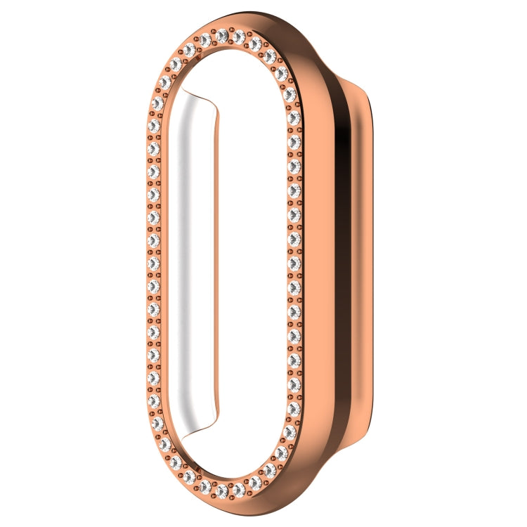 For Xiaomi Smart Band 9 NFC Diamond Half Coverage Hollow PC Watch Protective Case(Rose Gold) - Watch Cases by buy2fix | Online Shopping UK | buy2fix