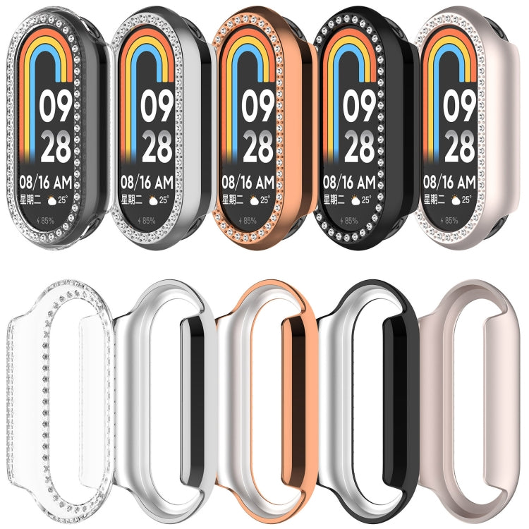 For Xiaomi Smart Band 9 Diamond Half Coverage Hollow PC Watch Protective Case(Starlight) - Watch Cases by buy2fix | Online Shopping UK | buy2fix