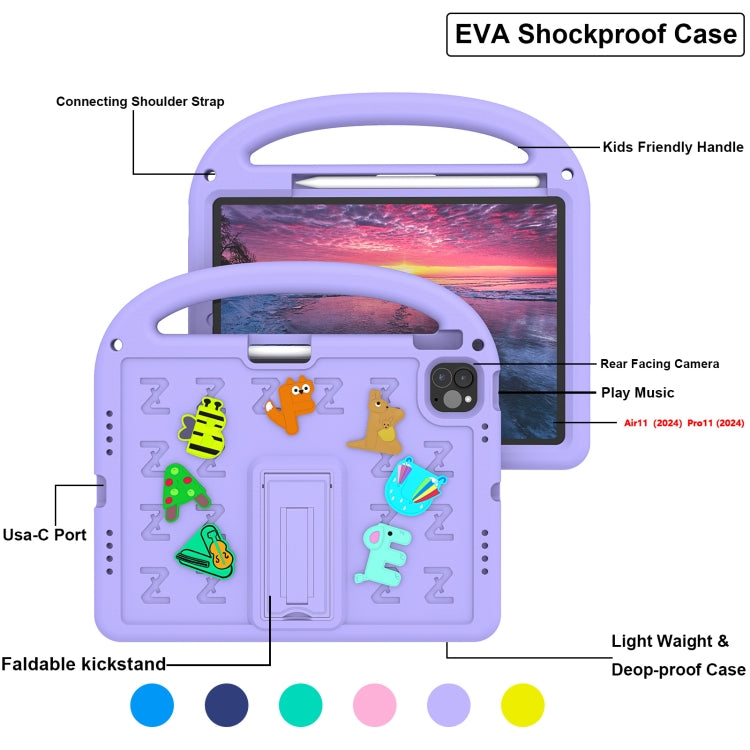 For iPad Pro 11 2024 Cartoon Sparrow EVA Shockproof Tablet Case(Taro Purple) - iPad Pro 11 2024 Cases by buy2fix | Online Shopping UK | buy2fix