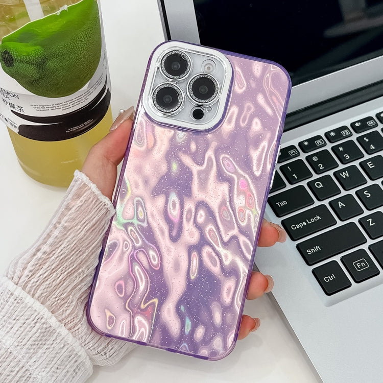 For iPhone 16 Pro Max Plating Glitter Texture TPU Phone Case with Lens Film(Purple Wrinkles) - iPhone 16 Pro Max Cases by buy2fix | Online Shopping UK | buy2fix