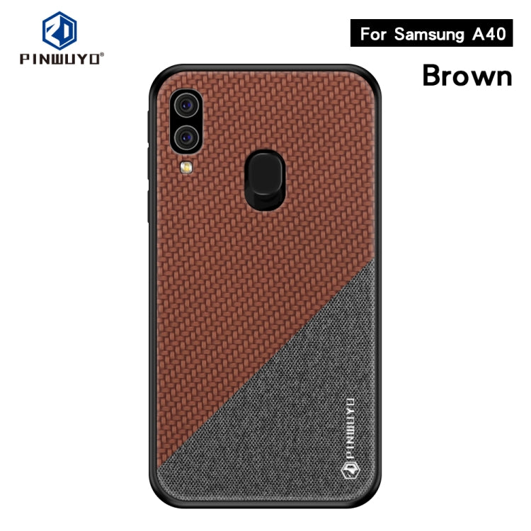 PINWUYO Honors Series Shockproof PC + TPU Protective Case for Galaxy A40(Brown) - Galaxy Phone Cases by PINWUYO | Online Shopping UK | buy2fix