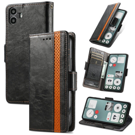 For Nothing CMF Phone 1 CaseNeo Splicing Dual Magnetic Buckle Leather Phone Case(Black) - More Brand by buy2fix | Online Shopping UK | buy2fix