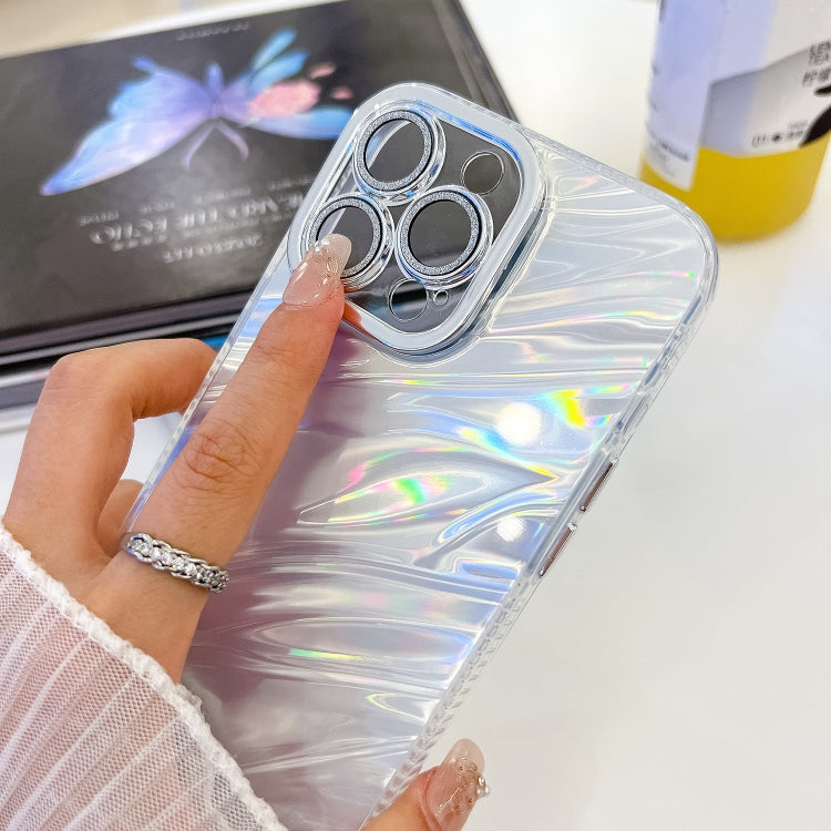 For iPhone 16 Pro Plating Glitter Texture Chain Wristband TPU Phone Case with Lens Film(White Shell Pattern) - iPhone 16 Pro Cases by buy2fix | Online Shopping UK | buy2fix