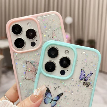 For iPhone 16 Pro Max Color Butterfly Glitter Epoxy TPU Phone Case(Purple) - iPhone 16 Pro Max Cases by buy2fix | Online Shopping UK | buy2fix