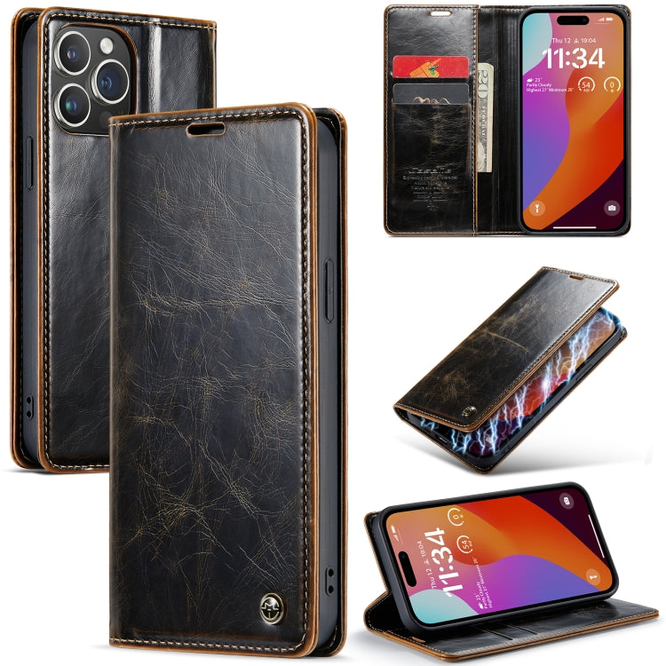 For iPhone 16 Pro Max CaseMe 003 Crazy Horse Texture Flip Leather Phone Case(Coffee) - iPhone 16 Pro Max Cases by CaseMe | Online Shopping UK | buy2fix