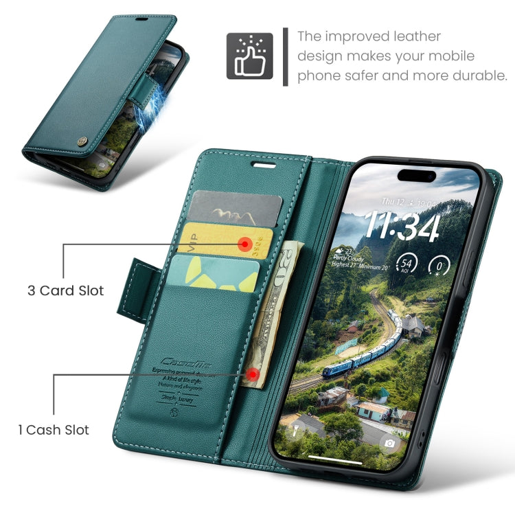 For iPhone 16 Pro Max CaseMe 023 Butterfly Buckle Litchi Texture RFID Anti-theft Leather Phone Case(Green) - iPhone 16 Pro Max Cases by CaseMe | Online Shopping UK | buy2fix