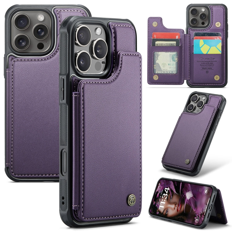 For iPhone 16 Pro Max CaseMe C22 Card Slots Holder RFID Anti-theft Phone Case(Purple) - iPhone 16 Pro Max Cases by CaseMe | Online Shopping UK | buy2fix