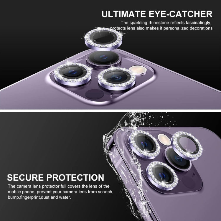 For iPhone 16 / 16 Plus ENKAY AR Anti-reflection Individual Diamond Ring Camera Lens Glass Full Film(Deep Purple) - iPhone 16 Plus Tempered Glass by ENKAY | Online Shopping UK | buy2fix