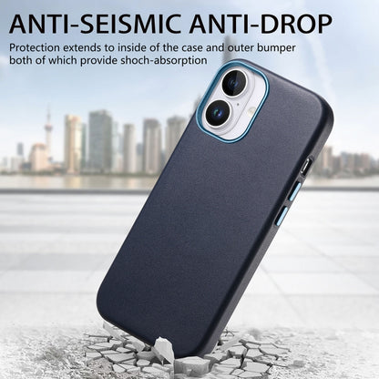 For iPhone 16 Plus Electroplated Metal Button Shockproof Phone Case(Dark Blue) - iPhone 16 Plus Cases by buy2fix | Online Shopping UK | buy2fix