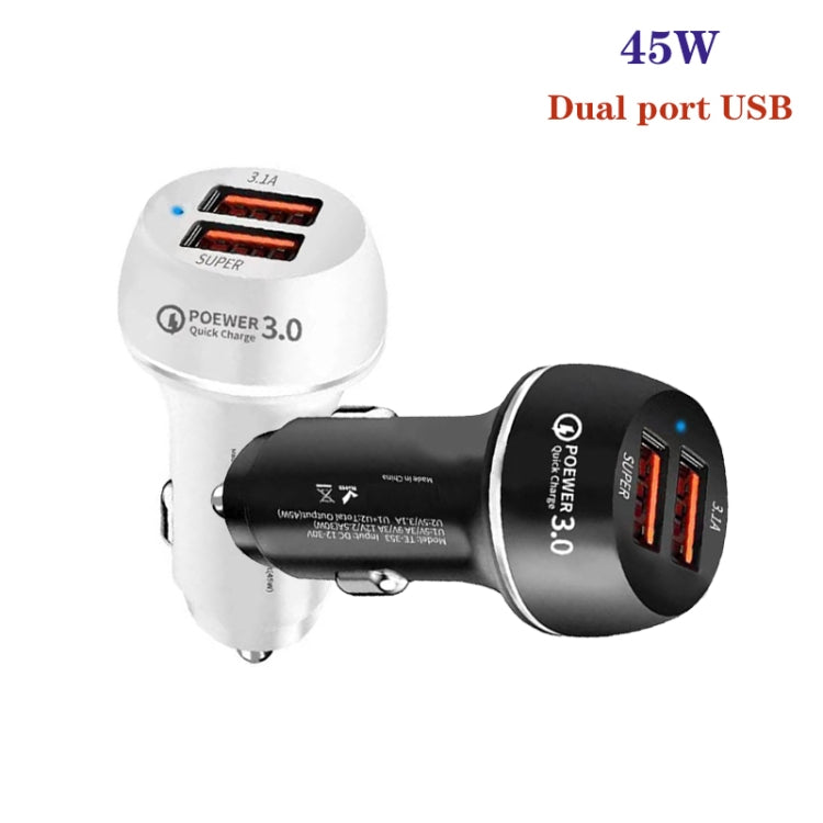 45W USB QC3.0 30W + USB 2.0 Fully Compatible Car Charger(White) - Car Charger by buy2fix | Online Shopping UK | buy2fix