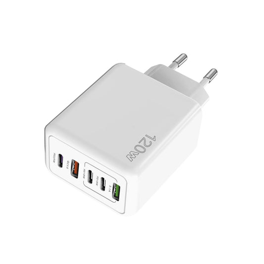 120W 3 PD Type-C Dual USB Multi Port Charger for Mobile Phones, EU Plug(WHite) - USB Charger by buy2fix | Online Shopping UK | buy2fix