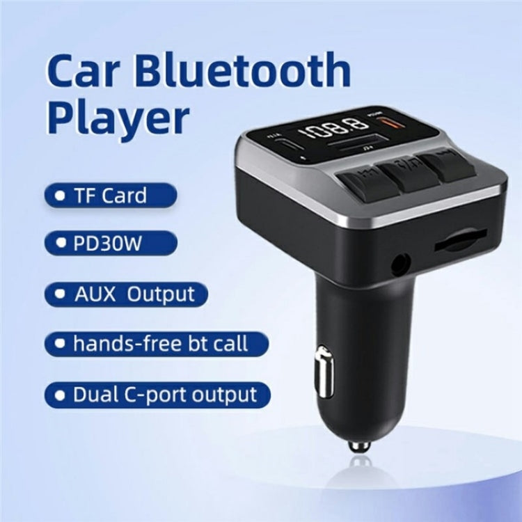 C65 Dual Type-C Port PD 30W Fast Charging Adapter Car Bluetooth FM Transmitter - Car Charger by buy2fix | Online Shopping UK | buy2fix