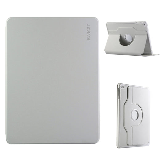 For iPad Air / Air 2 / 9.7 2017 / 2018 ENKAY 360 Rotation TPU Leather Smart Tablet Case with Pen Slot(Grey) - iPad 9.7 (2018) & (2017) Cases by ENKAY | Online Shopping UK | buy2fix