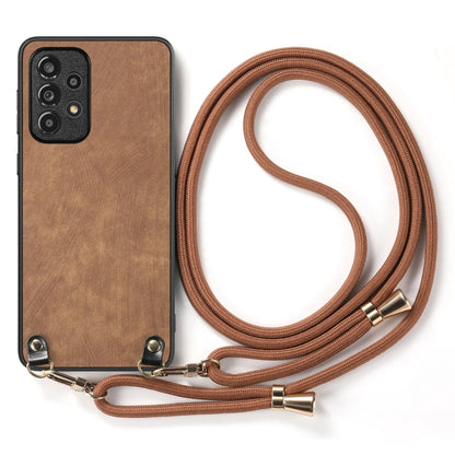 For Samsung Galaxy S25 5G Vintage Leather PC Back Cover Phone Case with Crossbody Strap(Brown) - Galaxy S25 5G Cases by buy2fix | Online Shopping UK | buy2fix