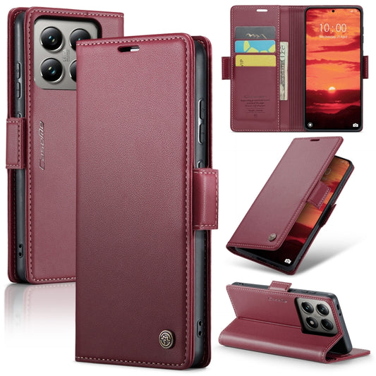 For Xiaomi 14T CaseMe 023 Butterfly Buckle Litchi Texture RFID Anti-theft Leather Phone Case(Red) - 14T Cases by CaseMe | Online Shopping UK | buy2fix