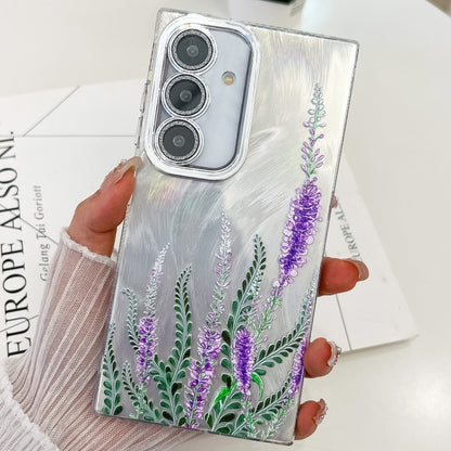 For Samsung Galaxy S25 5G Electroplating Flowers Plants Texture TPU Phone Case(Lavender FL3) - Galaxy S25 5G Cases by buy2fix | Online Shopping UK | buy2fix