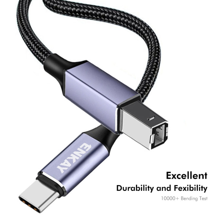 ENKAY ENK-CB170 USB C / Type-C to USB 2.0 B Printer Scanner Nylon Braided Cable, Length:0.5m - Cable & Adapters by ENKAY | Online Shopping UK | buy2fix