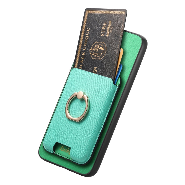 For Samsung Galaxy S25 5G Retro Cross Leather Ring Vertical Insert Card Bag MagSafe Phone Case(Green) - Galaxy S25 5G Cases by buy2fix | Online Shopping UK | buy2fix