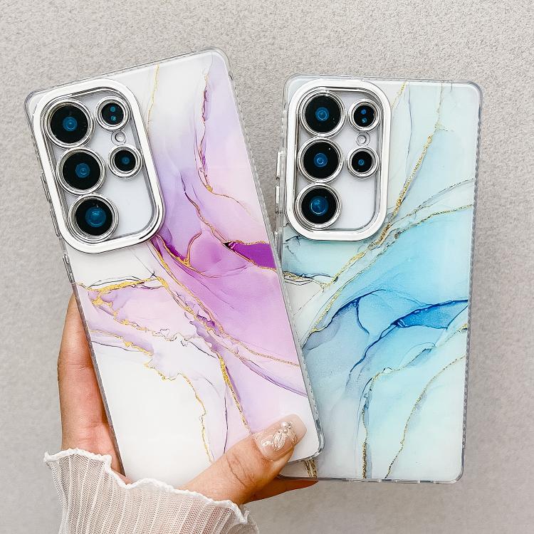 For Samsung Galaxy S25+ 5G Electroplated Marble Texture Phone Case(Purple M3) - Galaxy S25+ 5G Cases by buy2fix | Online Shopping UK | buy2fix