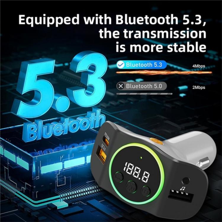 C8 Bluetooth 5.3 Receiver Hands-Free Calling with AUX Port Dual USB Port Car Charger(Black) - Bluetooth Car Kits by buy2fix | Online Shopping UK | buy2fix