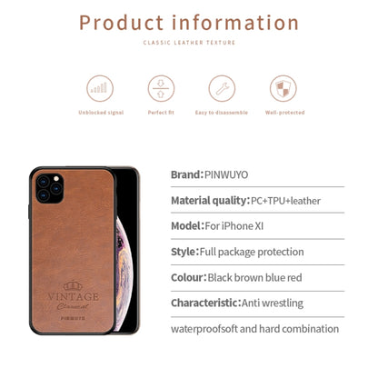 PINWUYO Pin Rui Series Classical Leather, PC + TPU + PU Leather Waterproof And Anti-fall All-inclusive Protective Shell for iPhone 11 Pro(Brown) - More iPhone Cases by PINWUYO | Online Shopping UK | buy2fix