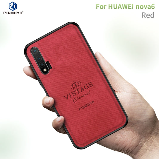 For Huawei Nova 6 PINWUYO Zun Series PC + TPU + Skin Waterproof And Anti-fall All-inclusive Protective Shell(Red) - Huawei Cases by PINWUYO | Online Shopping UK | buy2fix