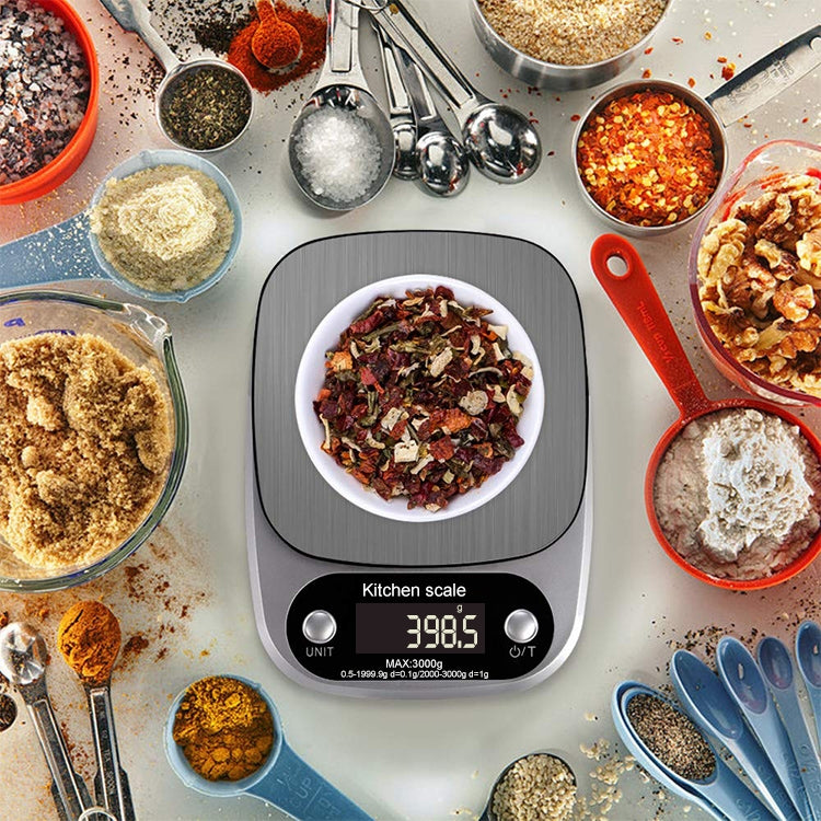 BOH-C305 Kitchen Stainless Steel LCD  Electronic Scale, Specification: 3kg/0.1g - Jewelry Scales by buy2fix | Online Shopping UK | buy2fix