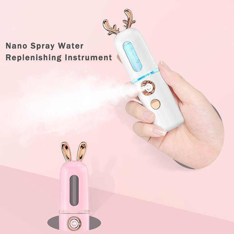 Facial Steamer Nano Spray Water Replenishing Instrument Portable Cold Spray Machine Charging Beauty Instrument Automatic Alcohol Sprayer, Style:Cute Deer(Pink) - Beauty Instrument by buy2fix | Online Shopping UK | buy2fix