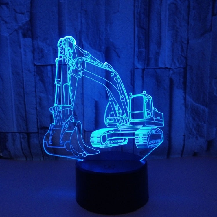 3W Excavator 3D Light Colorful Touch Control Light Creative Small Table Lamp with Black Base, Style:Touch Switch + Remote Control - Novelty Lighting by buy2fix | Online Shopping UK | buy2fix