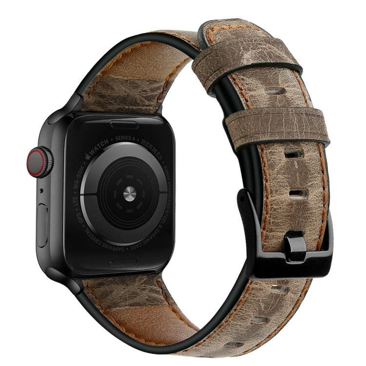 Vintage Oil Wax Cowhide Watch Band For Apple Watch 6&SE&5&4 44mm / 3&2&1 42mm(Coffee Brown) - Watch Bands by null | Online Shopping UK | buy2fix