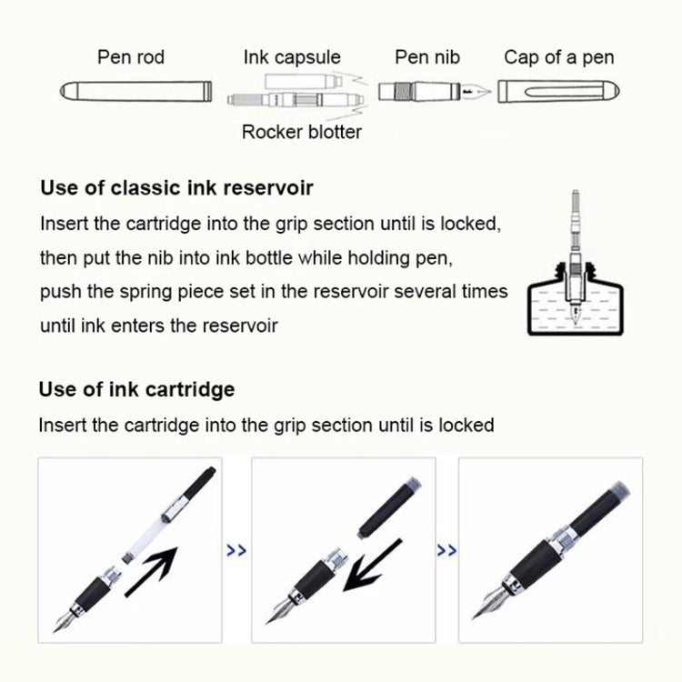 X750 Stationery Stainless Steel Fountain Pen Medium Nib Ink Pens School Oiifice Gift, Nib Size:0.5mm(Gold) - Fountain Pens by buy2fix | Online Shopping UK | buy2fix