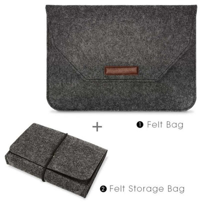 Portable Air Permeable Felt Sleeve Bag for MacBook Laptop, with Power Storage Bag, Size:11 inch(Black) - Protective Bags by buy2fix | Online Shopping UK | buy2fix