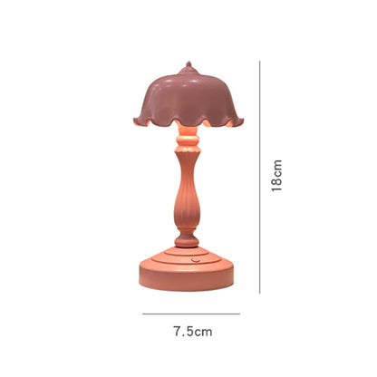 Retro Charging Table Lamp Bedroom Bed LED Eye Protection Light(LD04 Flower Hat White) - Bedside Light by buy2fix | Online Shopping UK | buy2fix