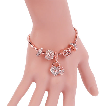 SL130 19cm Women Rose Gold Beaded Bracelet - Bracelets by buy2fix | Online Shopping UK | buy2fix