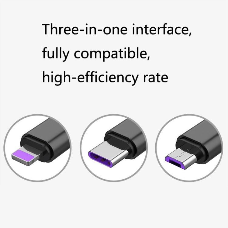 2 PCS ZZ034 USB To 8 Pin + USB-C / Type-C + Micro USB 3 In 1 Fast Charging Cable, Style: Mini-Red - Multifunction Cable by buy2fix | Online Shopping UK | buy2fix