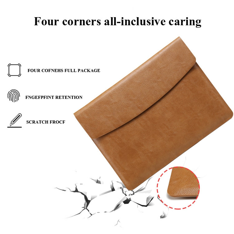 Horizontal Litchi Texture Laptop Bag Liner Bag For MacBook   13 Inch A1708 / 1706/1989 / A2337 / A2338(Liner Bag+Power Bag Brown) - Protective Bags by buy2fix | Online Shopping UK | buy2fix