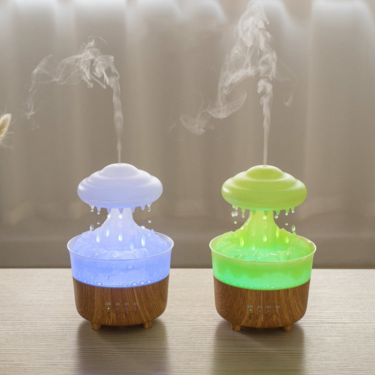 V50 Desktop Colorful Night Light Humidifier Wood Grain Water Drop Aroma Diffuser, Spec: UK Plug(Green) - Air Purifiers & Accessories by buy2fix | Online Shopping UK | buy2fix