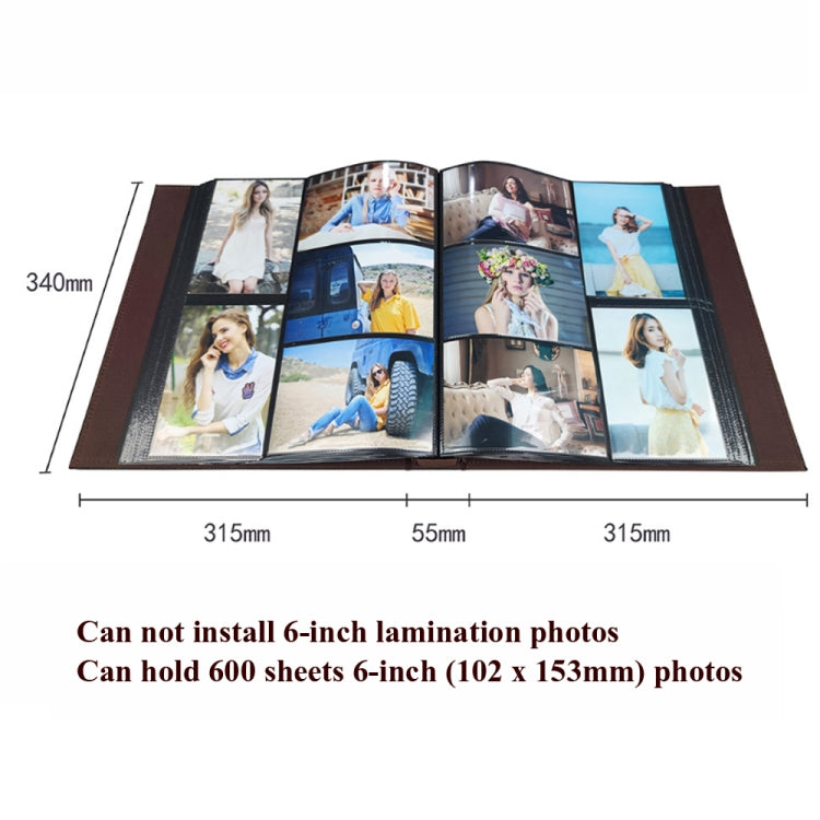 6 Inch 600 Sheets Leather Cover Photo Album Family Photo Album Storage Book(Dark Brown) - Photo Albums & Photo Frames by buy2fix | Online Shopping UK | buy2fix