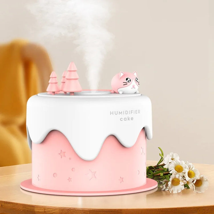 M328 Battery Type Mini Desktop Night Light Cartoon Cake Silent Spray Humidifier(Pink) - Air Purifiers & Accessories by buy2fix | Online Shopping UK | buy2fix