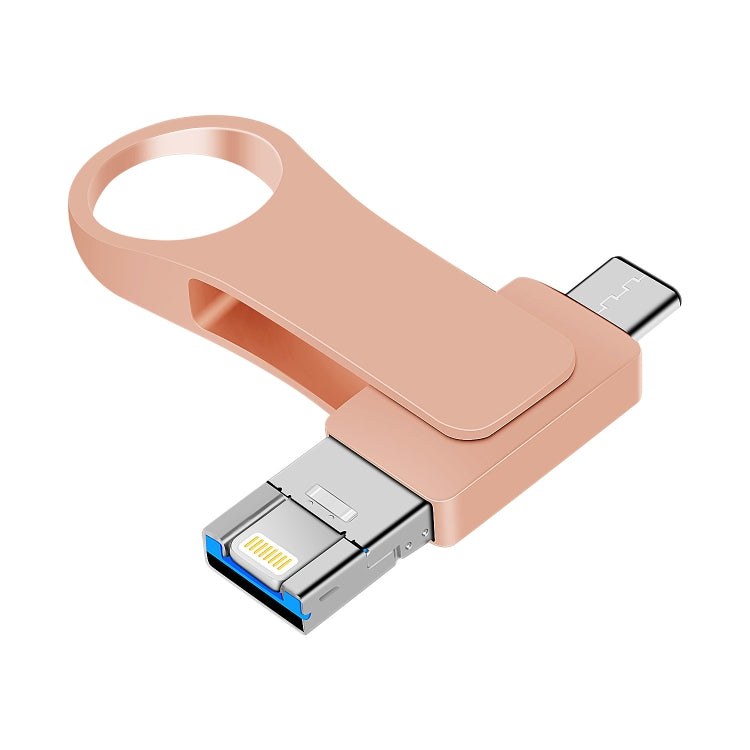 16GB USB 3.0 + 8 Pin + USB-C / Type-C 3 in 1 Mobile Computer Metal U-Disk(Pink) - U Disk & Card Reader by buy2fix | Online Shopping UK | buy2fix