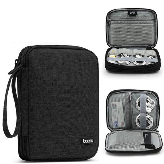 Baona BN-D004 Double-layer Data Cable Storage Bag Digital Accessories Finishing Bag(Black) - Digital Storage Bag by Baona | Online Shopping UK | buy2fix