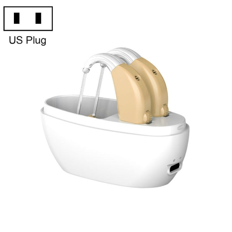 Elderly Use Can Charge Sound Amplifier Hearing Aid, Specification: US Plug(Skin Color Double Machine+White Charging Bin) - Hearing Aids by buy2fix | Online Shopping UK | buy2fix