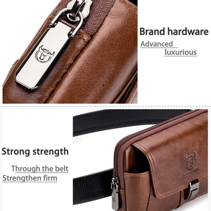 BULL CAPTAIN Multifunctional Leather Mobile Phone Small Waist Bag For Men(Vertical Black) - Wallets by BULL CAPTAIN | Online Shopping UK | buy2fix