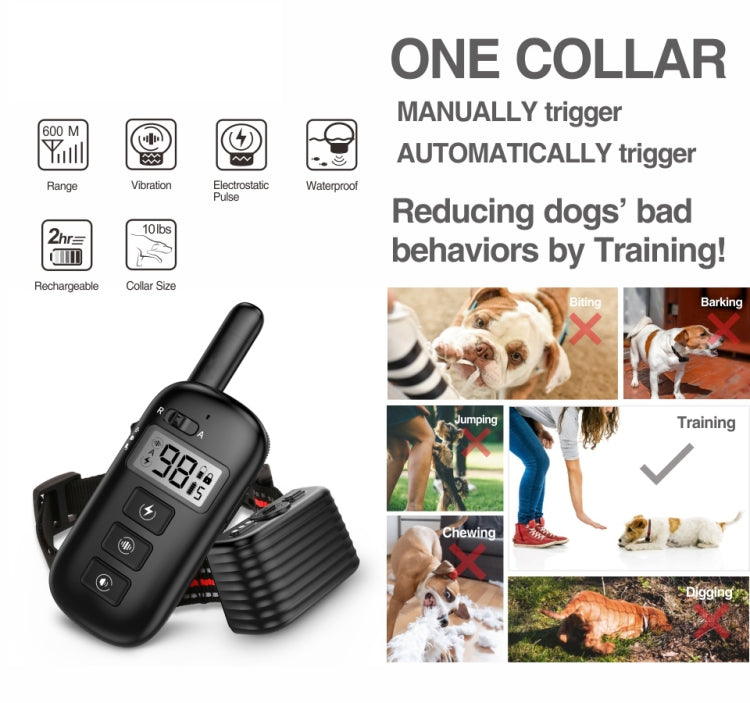 Remote Control Trainer Dog Collar Automatic Bark Stop Device, Specification: 1 Drag 2 (Orange+Red) - Training Aids by buy2fix | Online Shopping UK | buy2fix