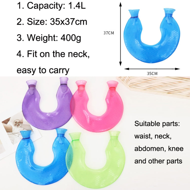 U-shaped PVC Hot Compress Shoulder And Neck Explosion-proof Water Injection Hot Water Bag(Blue + Green Snowflake Knitted) - Hot Water Bags by buy2fix | Online Shopping UK | buy2fix