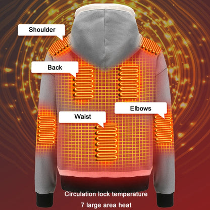 USB Smart Electric Heating Warming Thickened Hooded Sweatshirt, Size: 4XL(Grey) - Hoodie by buy2fix | Online Shopping UK | buy2fix