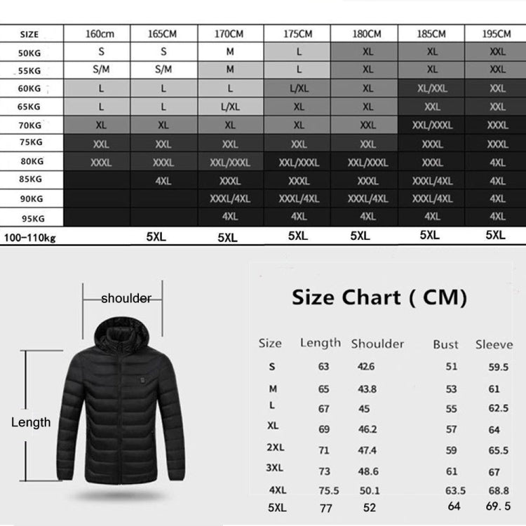 4 Zone Blue USB Winter Electric Heated Jacket Warm Thermal Jacket, Size: XXXXL - Down Jackets by buy2fix | Online Shopping UK | buy2fix