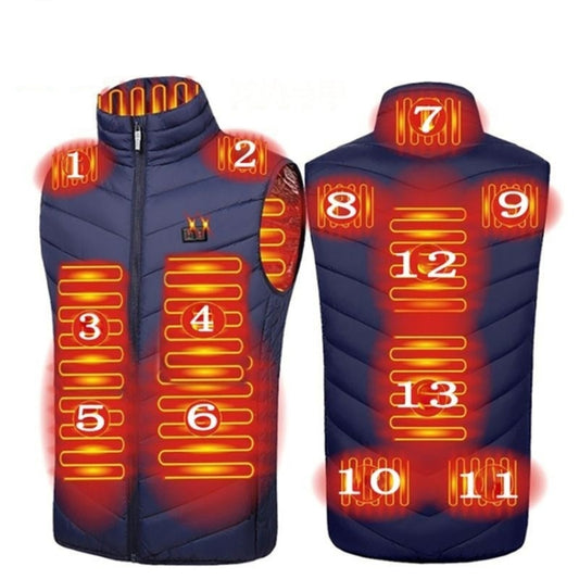 13  Area Double Control  Blue USB Electric Heating Undershirt Intelligent Warm Vest(XL) - Down Jackets by buy2fix | Online Shopping UK | buy2fix